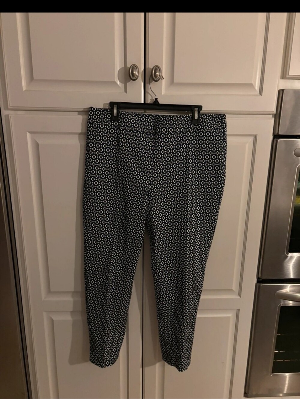 Talbots Chatham Bi-stretch Navy & White Printed Stretch Ankle Pants 14P